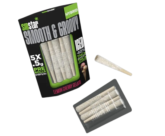 Sinstar  - Smooth&Groovy  THC-A Iced Delta Prerolls - (0.5g x 5) - MK Distro