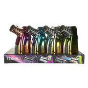 Techno Torch Chrome Design (19061-B) Angled - Refillable Lighter (Display of 12)