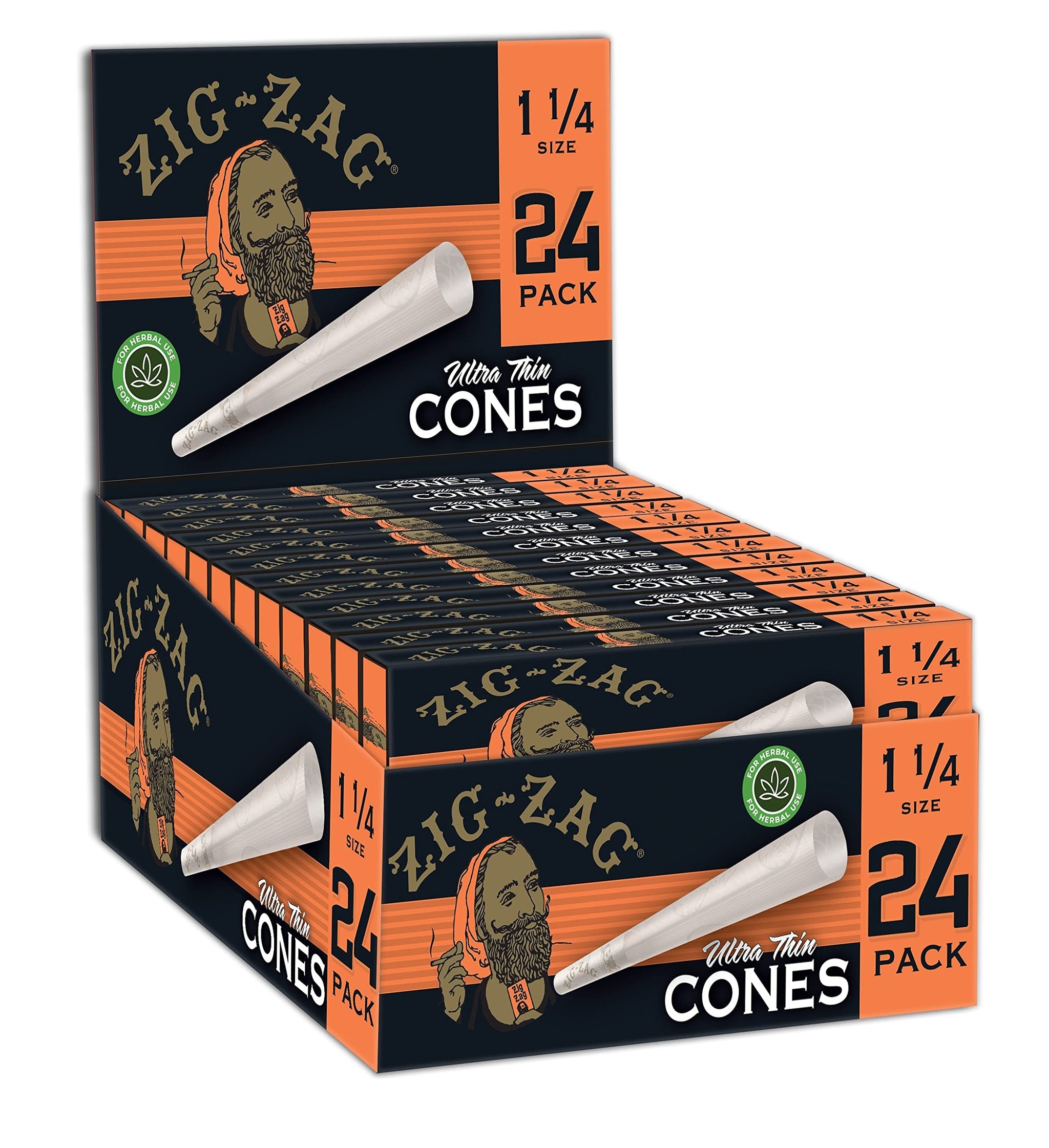 Zig Zag - 1 1/4 Size Ultra Thin - Cones (24 x 12 Cones)