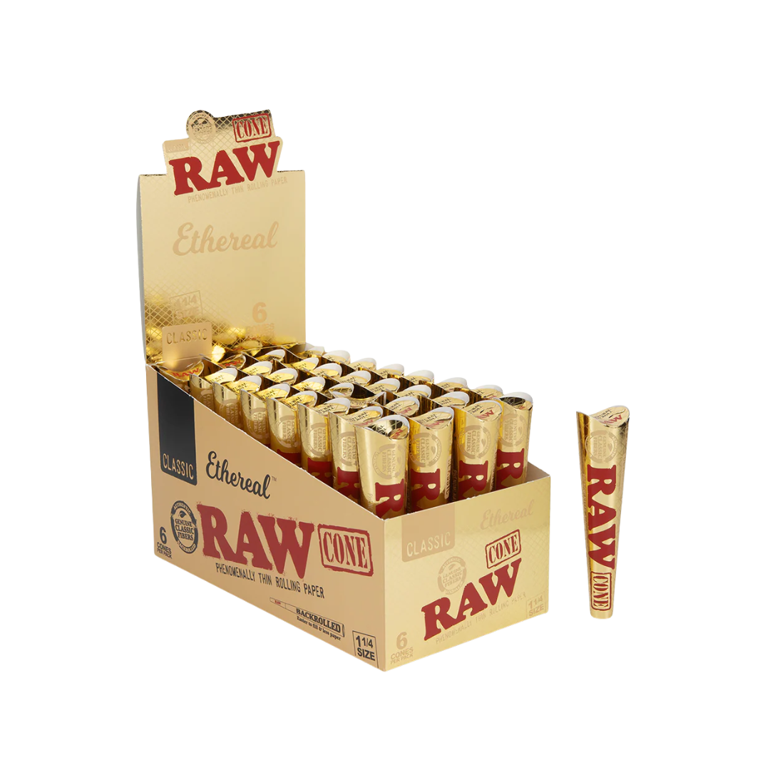 Raw - Classic Ethereal 1 1/4 Size - Cones  (32 x 6 Cones) - MK Distro