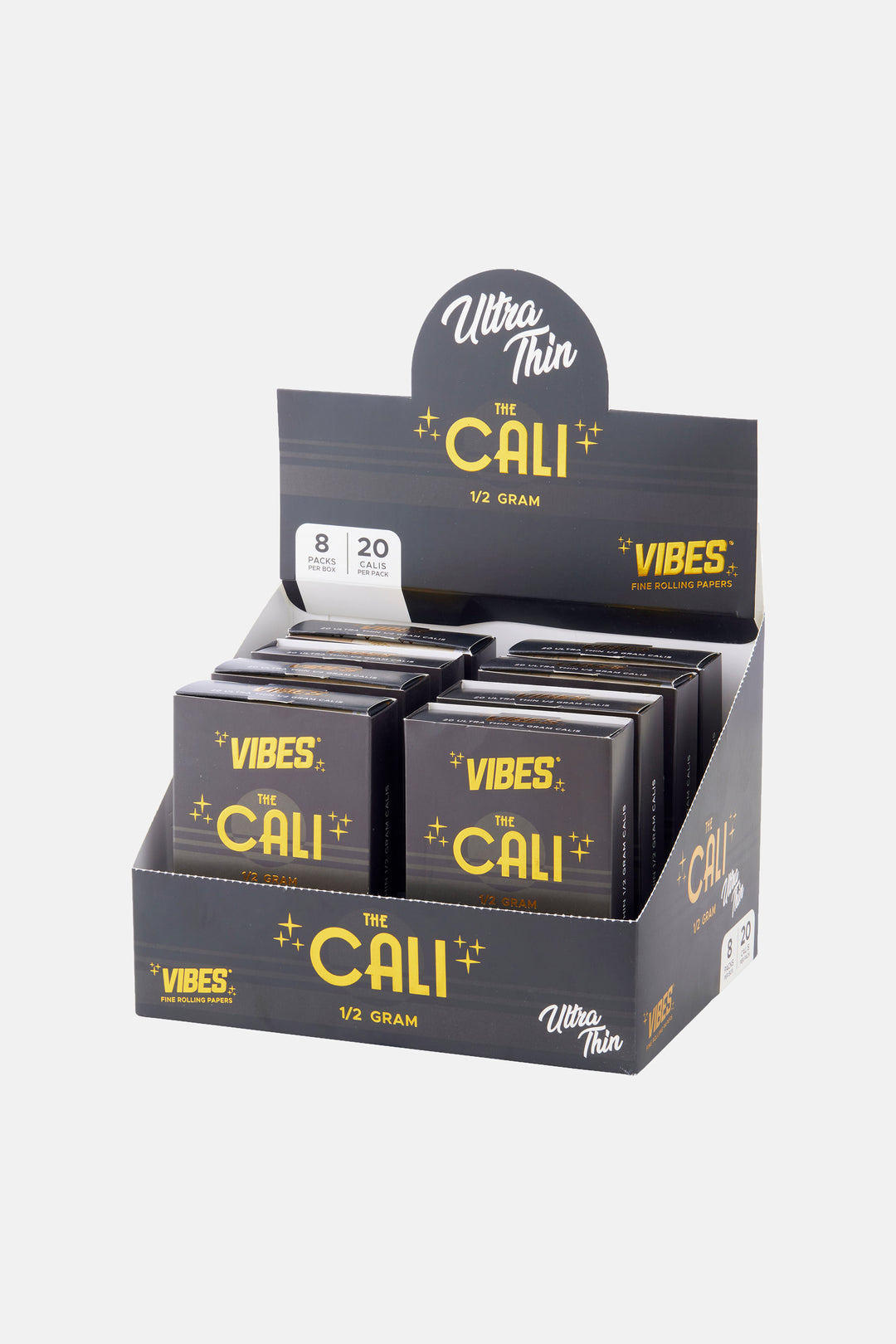 Vibes - Ultra Thin 1/2gm Cali  - Rolling Papers (8 Packs x 20 Calis) - MK Distro