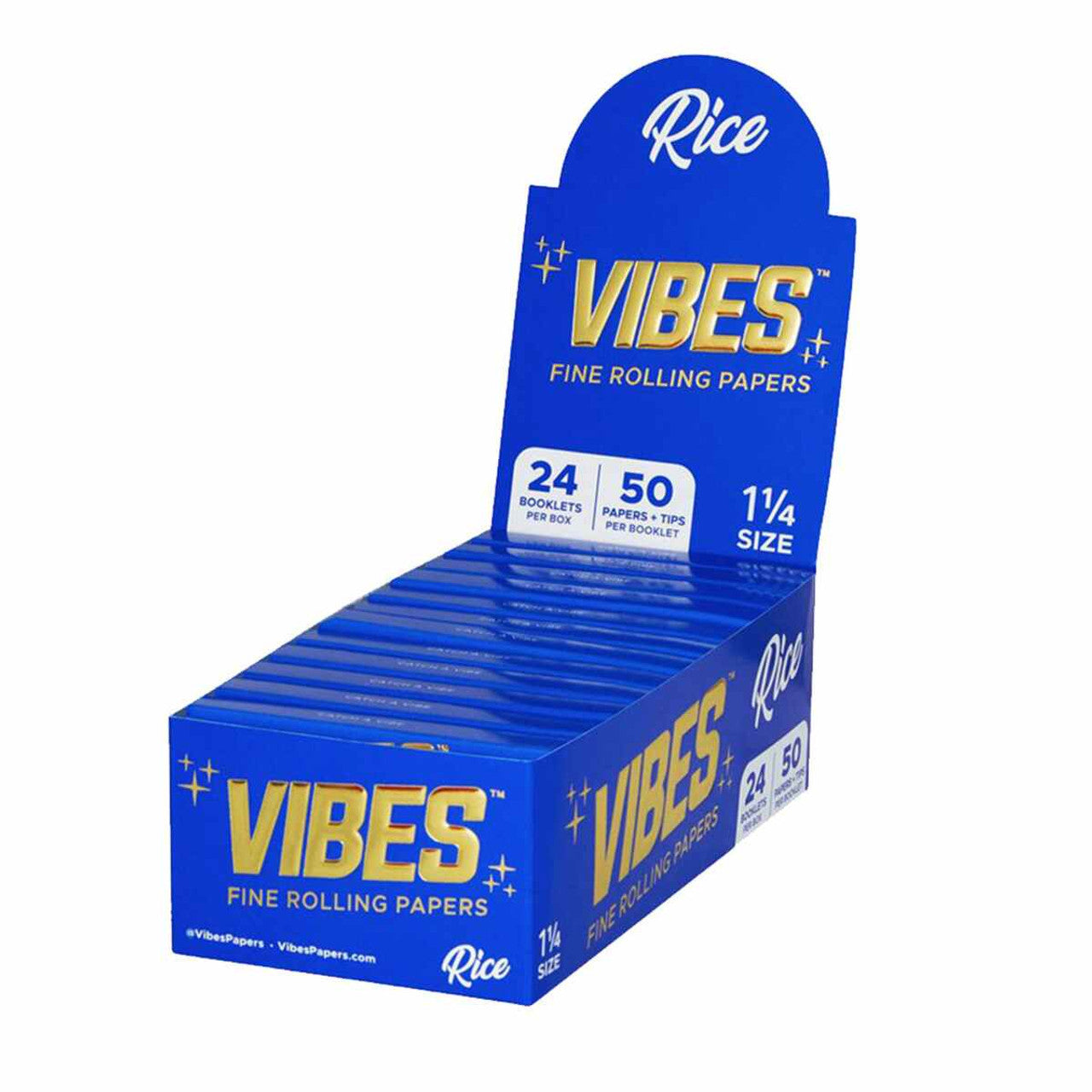 Vibes - 1 1/4 Size Rice Papers with Tips - Rolling Papers (24 x 50Papers+50Tips) - MK Distro
