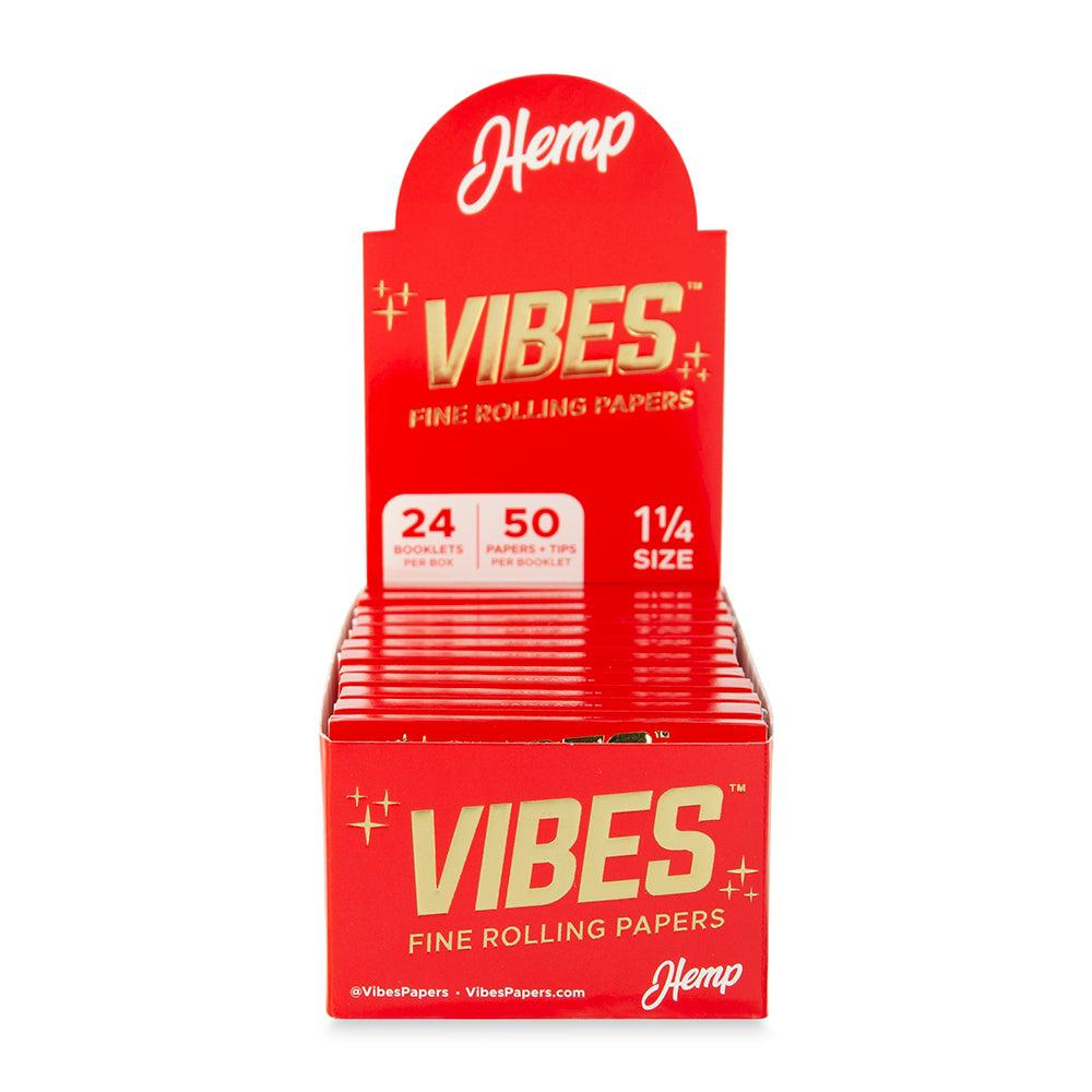 Vibes - 1 1/4 Size Hemp Papers with Tips - Rolling Papers (24 x 50Papers+50Tips) - MK Distro
