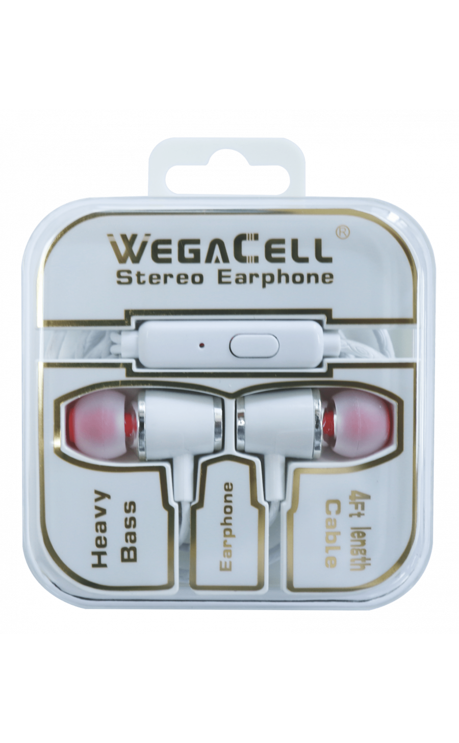 WegaCell Stereo Earphpone  (WL-109EP-HF)  4ft- Cell Phone Accessories (Box of 24) - MK Distro