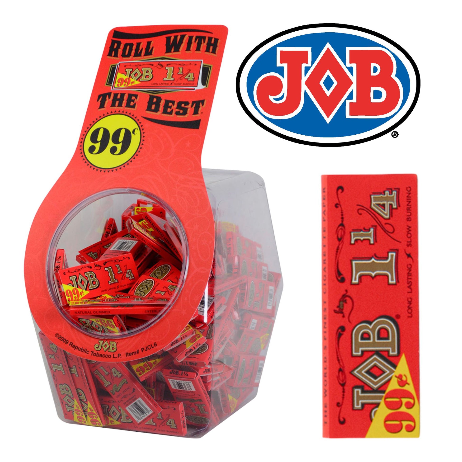 Job - Orange 1 1/4 Long lasting & Slow Burning Rolling Papers - (Jar of 100) - MK Distro