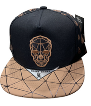 Adjustable Baseball Hat - Brown Skull Patch (Solid Black) - MK Distro