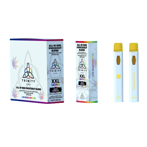 Trinity - XXL All in one KnockOut Blend (D8 + D10 + D11 + HHC + THC-P + THC-H + THC-JD + THCA SAUCE) - Hemp Disposables (3g x 5) - MK Distro