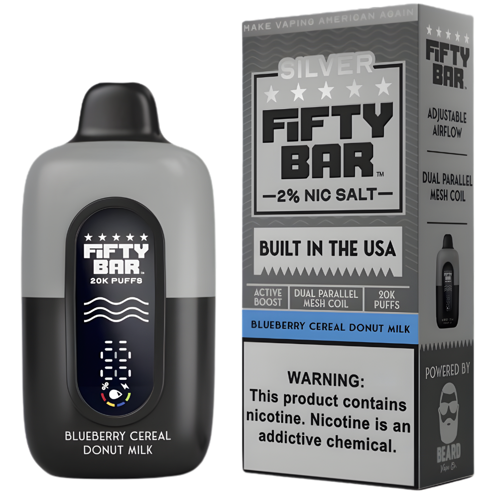 Fifty Bar V2 20K - Disposable Vape (2%) (Box of 5) - Silver Series