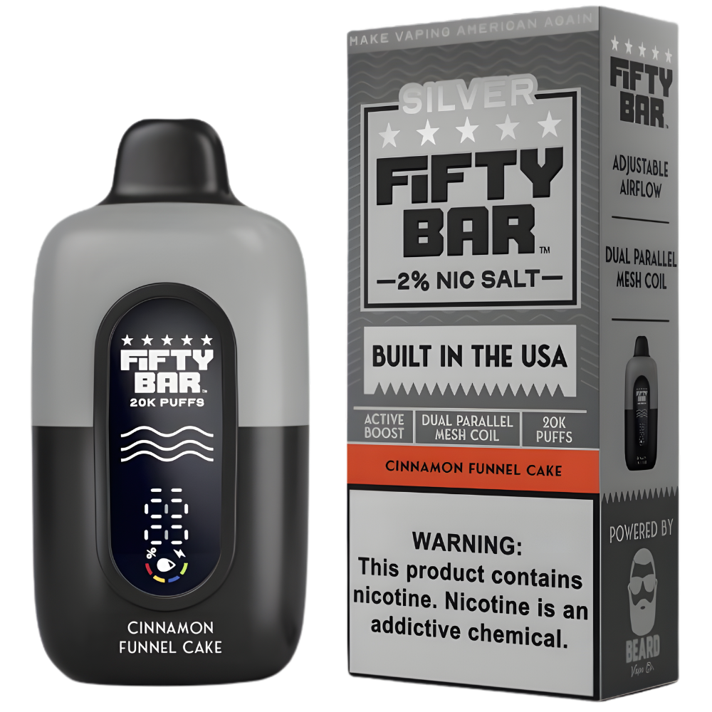 Fifty Bar V2 20K - Disposable Vape (2%) (Box of 5) - Silver Series
