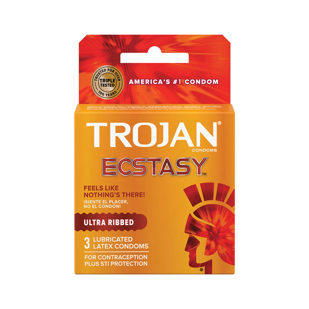 Trojan Condom - Ecstasy Ultra Ribbed - Pack of 6 - MK Distro