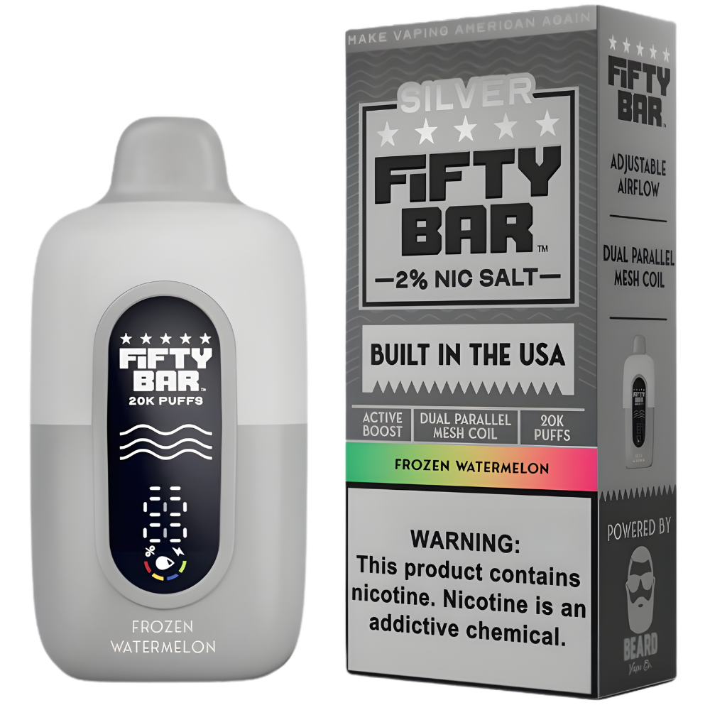 Fifty Bar V2 20K - Disposable Vape (2%) (Box of 5) - Silver Series