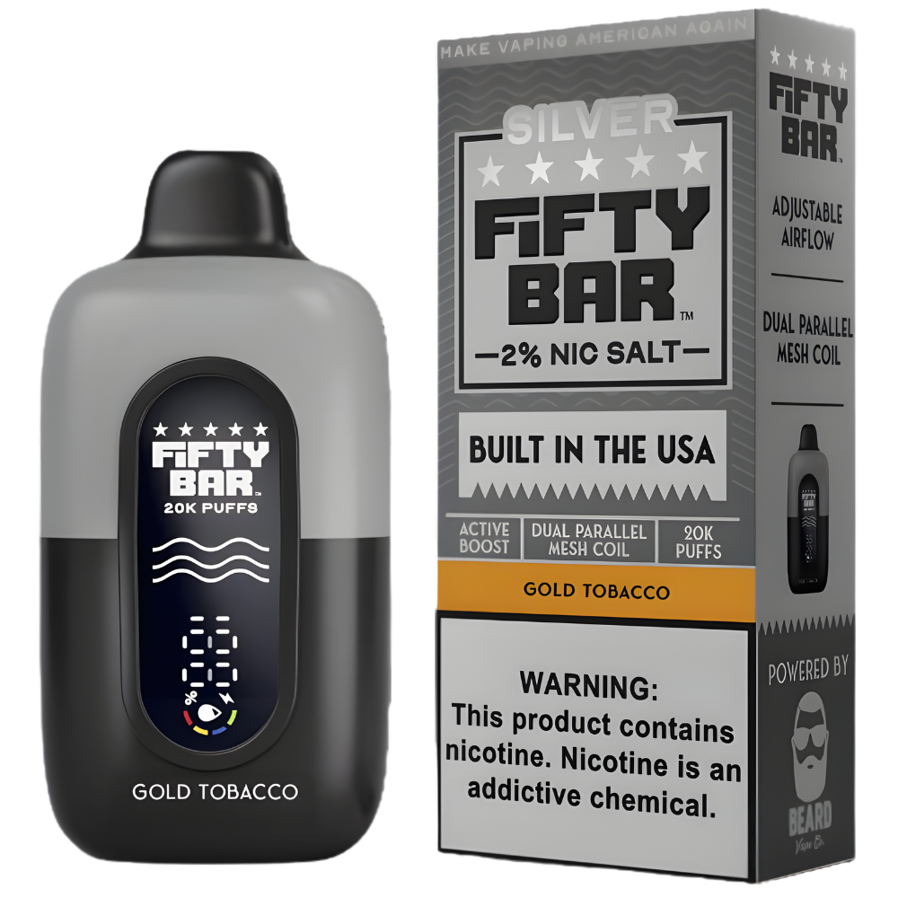 Fifty Bar V2 20K - Disposable Vape (2%) (Box of 5) - Silver Series