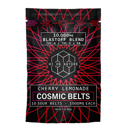 Hi On Nature (HON) -  Blastoff Blend Sour Belts (THC-A + THC-P + D8) - Delta Gummies (1000mg x 10 Gummies) - MK Distro