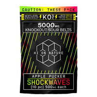 Hi On Nature (HON) -  KO3 Knockout Shockwaves Sour Belts - Gummies & Edibles (5000mg) - MK Distro