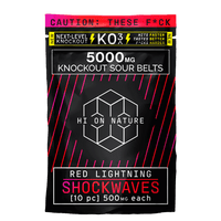 Hi On Nature (HON) -  KO3 Knockout Shockwaves Sour Belts - Gummies & Edibles (5000mg) - MK Distro