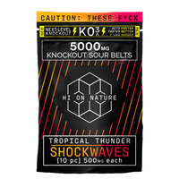 Hi On Nature (HON) -  KO3 Knockout Shockwaves Sour Belts - Gummies & Edibles (5000mg) - MK Distro