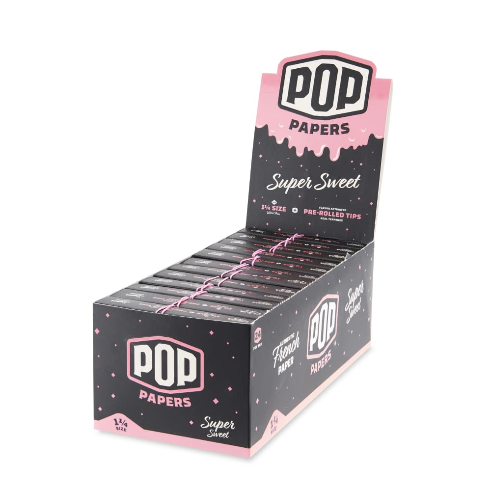 POP Papers - 1 1/4 Size Ultra Thin Papers W/Pre-Rolled Tips (24 Packs x 24 Papers,8 Tips) - MK Distro