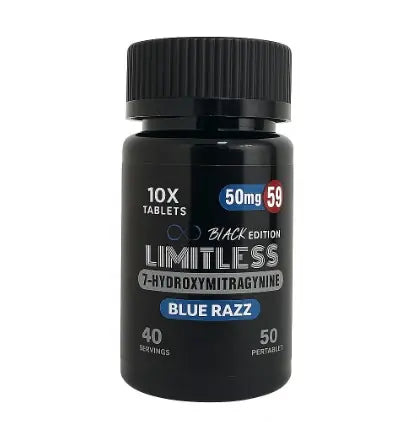Limitless - Black Edition 7-Hydroxymitragynine Capsules - (50mg x 10 Capsules) - MK Distro