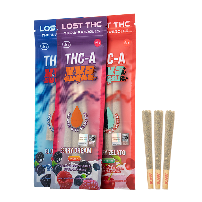 Lost THC - THCA VVS Sugar - Delta Pre-Rolls (1.65g x 3 Pre-Rolls) - MK Distro
