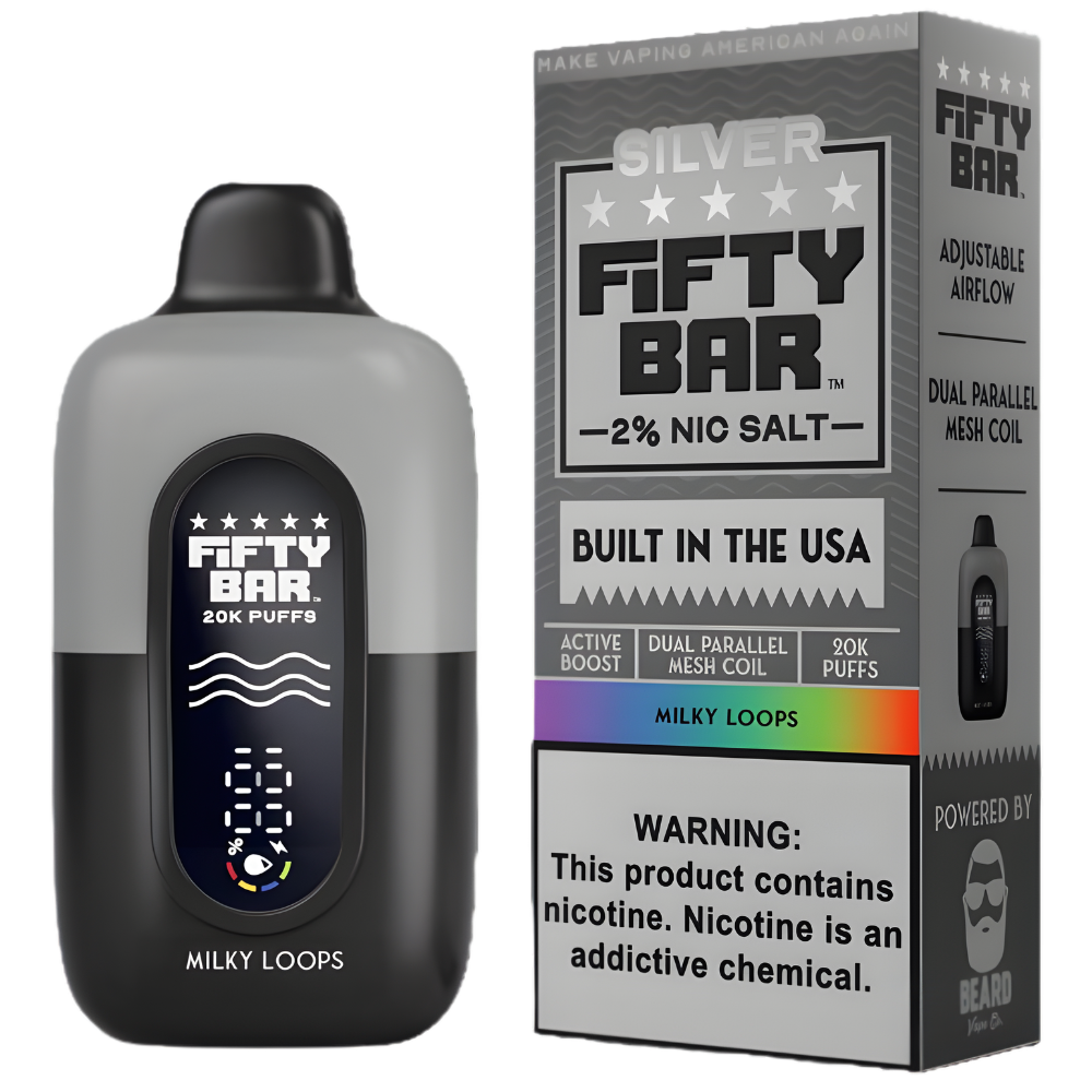 Fifty Bar V2 20K - Disposable Vape (2%) (Box of 5) - Silver Series