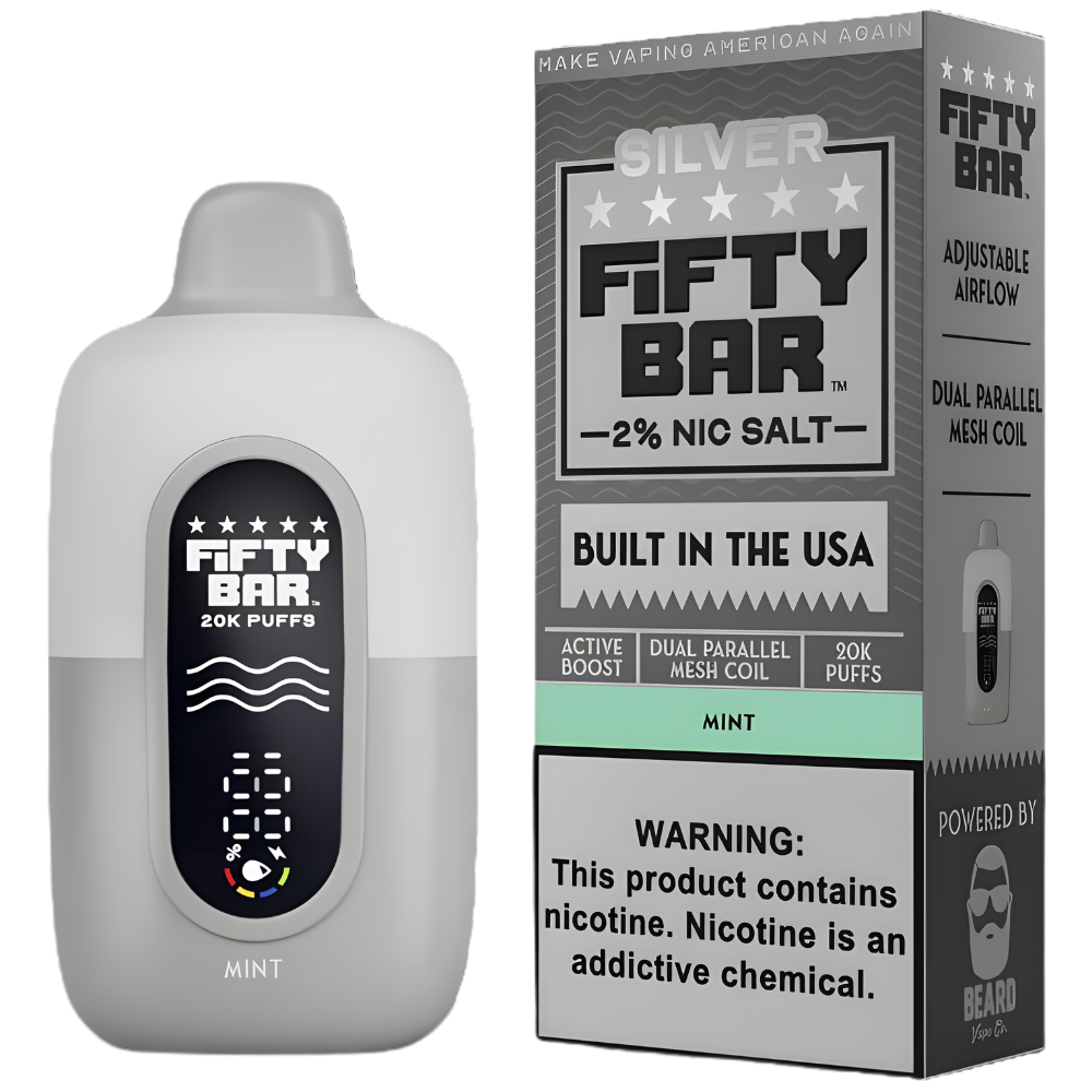 Fifty Bar V2 20K - Disposable Vape (2%) (Box of 5) - Silver Series