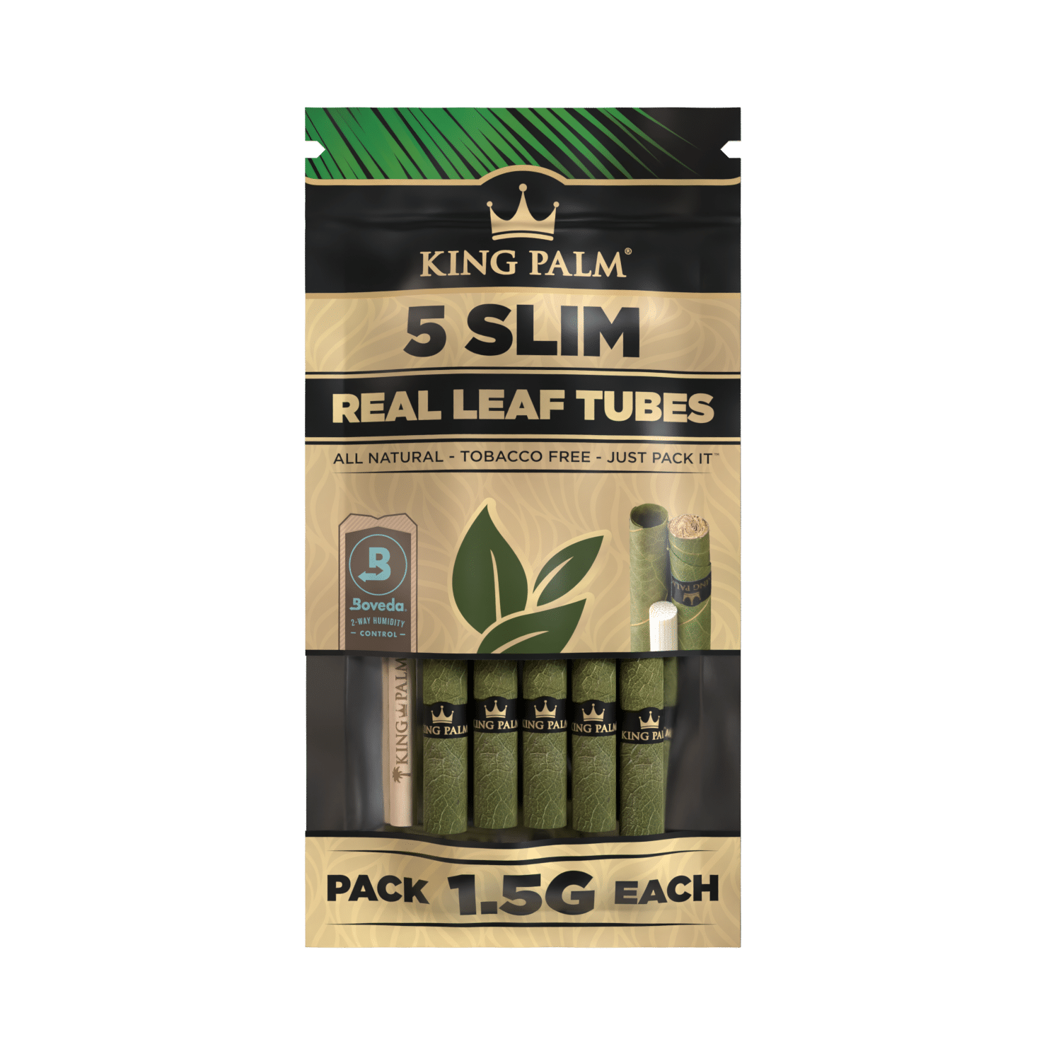 King Palm - Slim 1.5gm Slow Burning Rolls - Filters, Tips & Tubes (15 Packs x 5 Tubes) - MK Distro