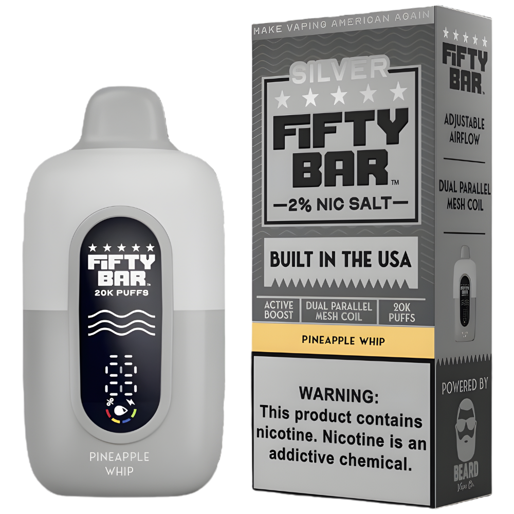 Fifty Bar V2 20K - Disposable Vape (2%) (Box of 5) - Silver Series