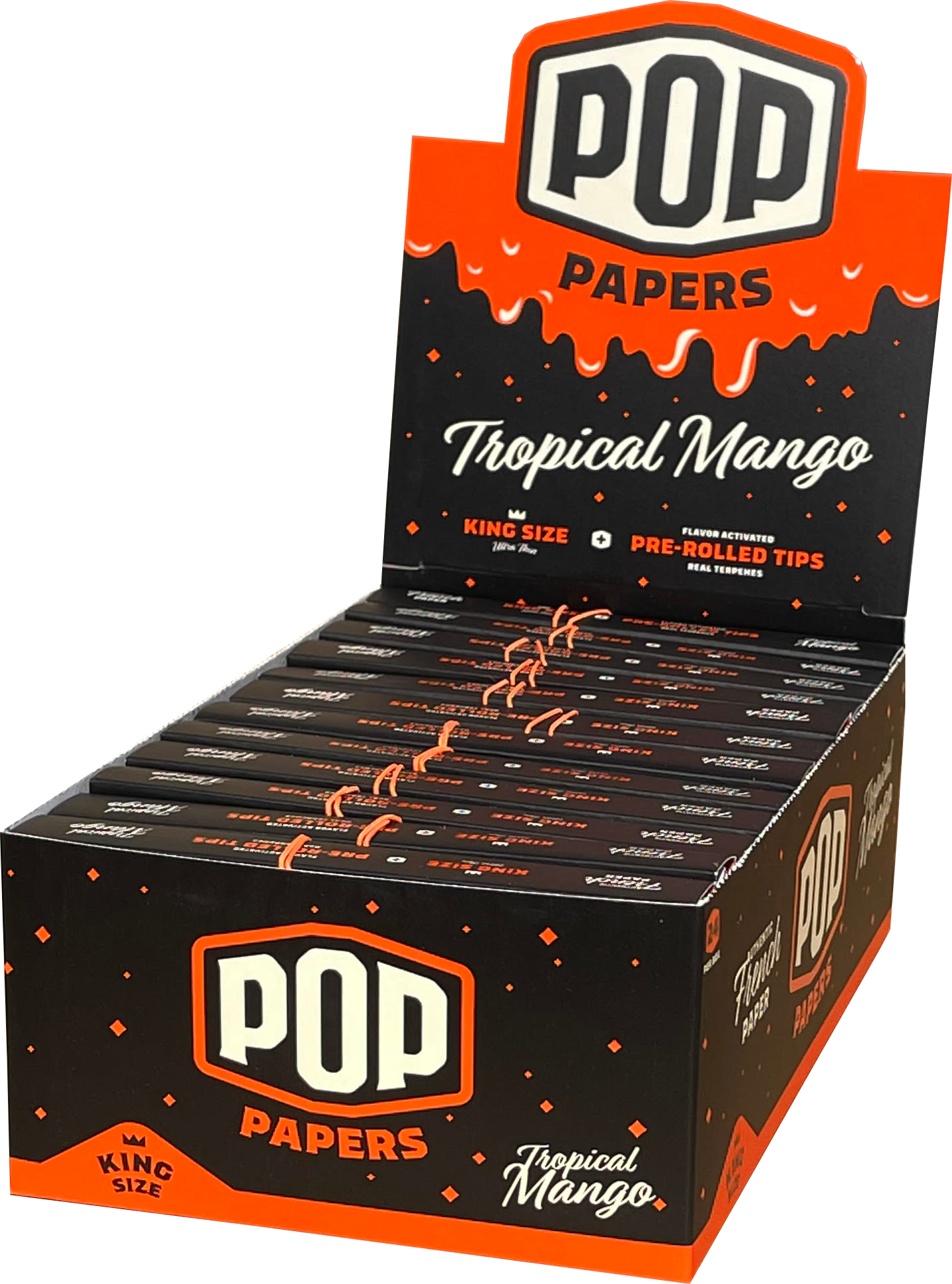 POP Papers - King Size Ultra Thin Papers W/Pre-Rolled Tips (24 Packs x 32 Papers,12 Tips) - MK Distro