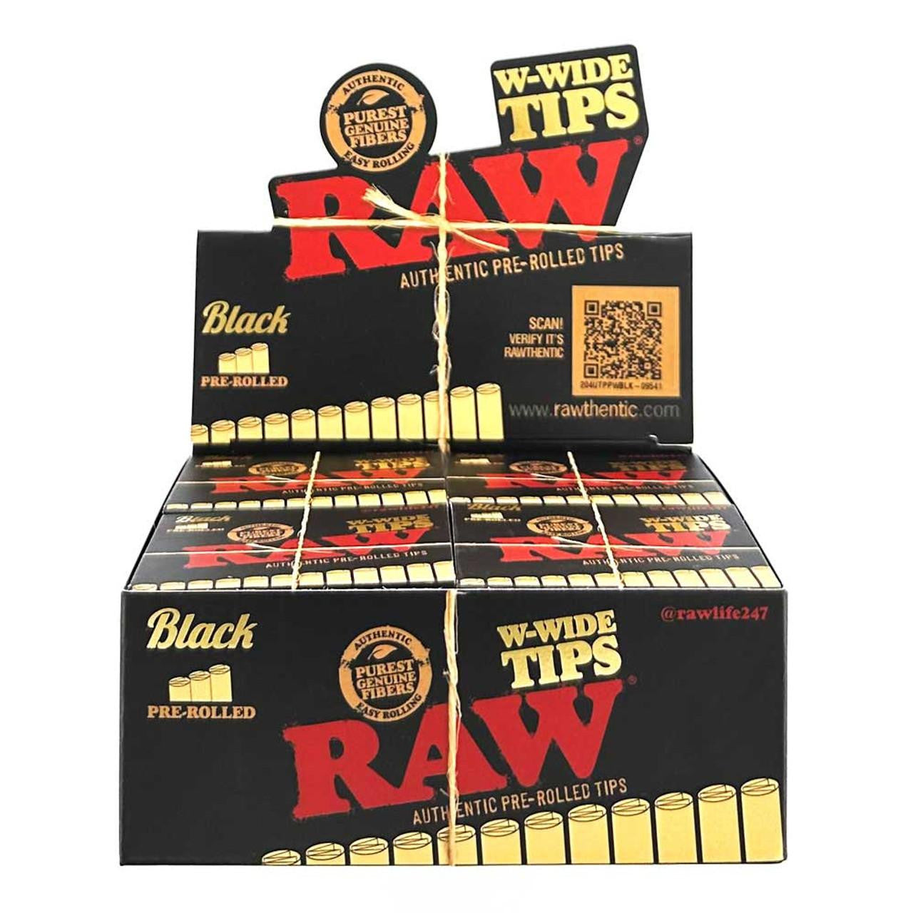 Raw - Classic Black Wide Pre-Rolled Tips - Filters, Tips & Tubes (20 x 18 Tips) - MK Distro