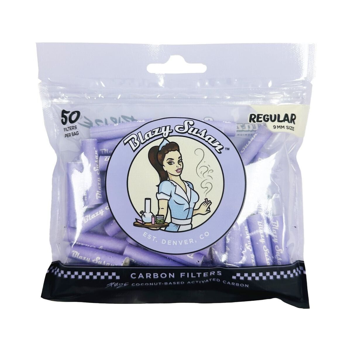 Blazy Susan - Regular 9mm Purize Carbon Filters (Pack of 50 Filters) - MK Distro