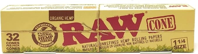 Raw - Organic 1 1/4 Size - Cones (Pack of 32) - MK Distro