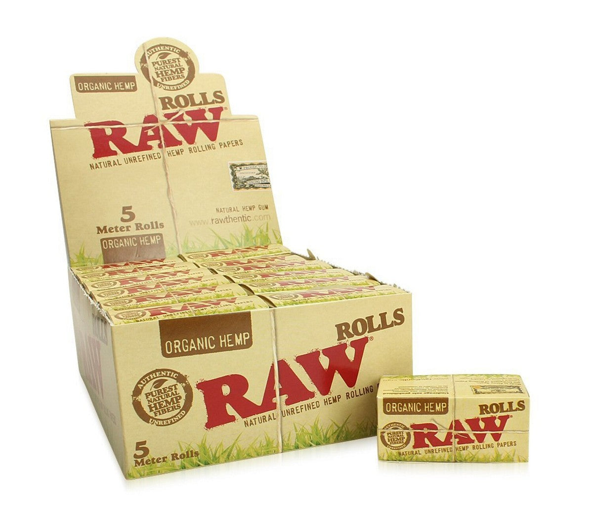 Raw Organic Hemp (King Slim) 5 Meter Roll - Rolling Papers (Display of 24) - MK Distro