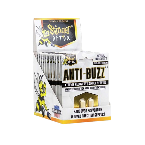Stinger Detox - Anti buzz Xtreme Recovery(Hangover Prevention+Liver Function Support) Capsules(2ct ,12pk) - MK Distro