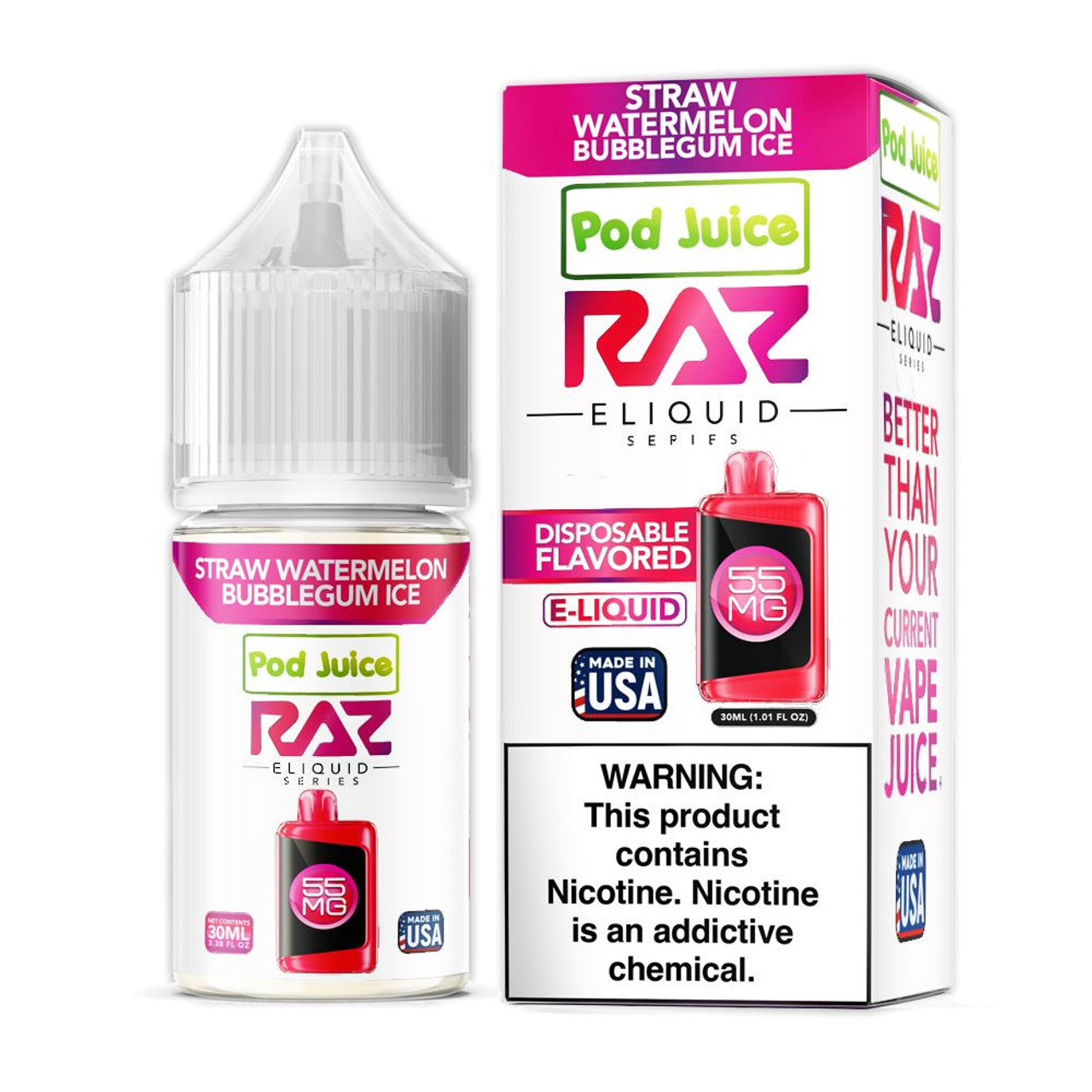 Raz x Pod Juice Salts - Salt Nic E-Liquid (30mL) - MK Distro