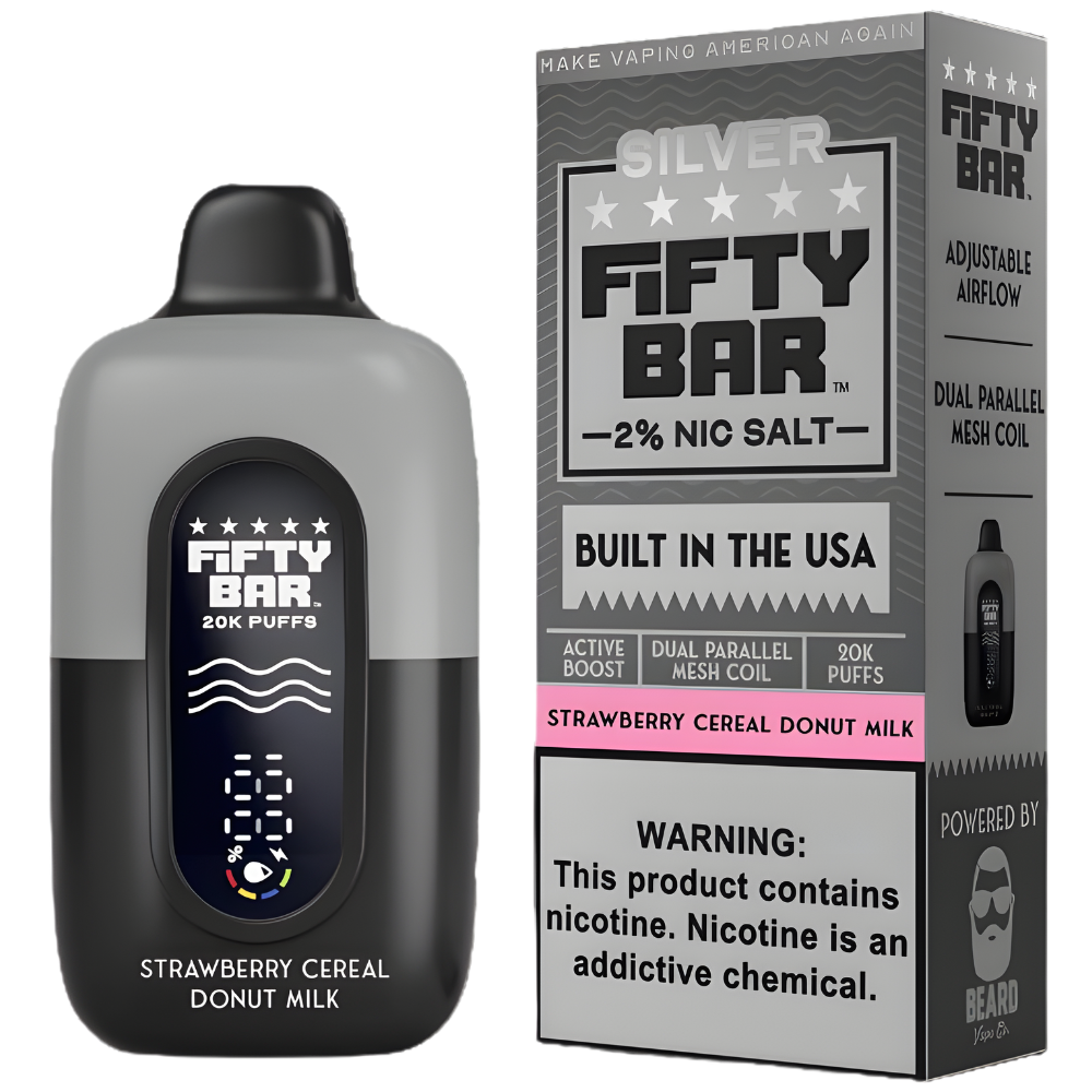 Fifty Bar V2 20K - Disposable Vape (2%) (Box of 5) - Silver Series