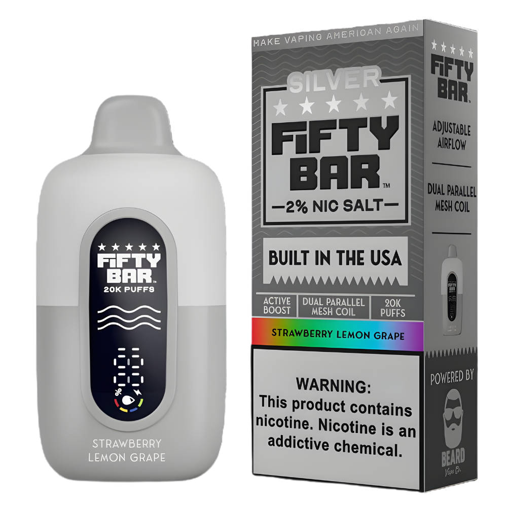 Fifty Bar V2 20K - Disposable Vape (2%) (Box of 5) - Silver Series
