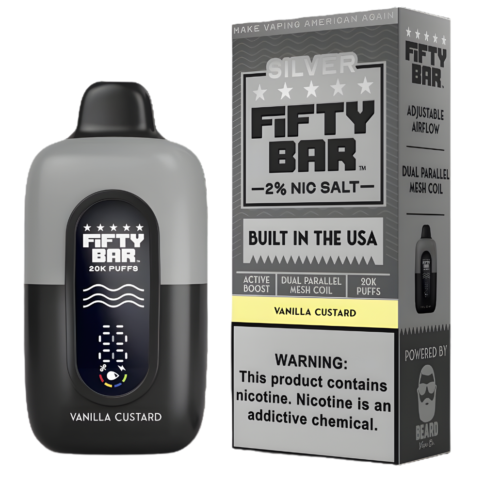Fifty Bar V2 20K - Disposable Vape (2%) (Box of 5) - Silver Series