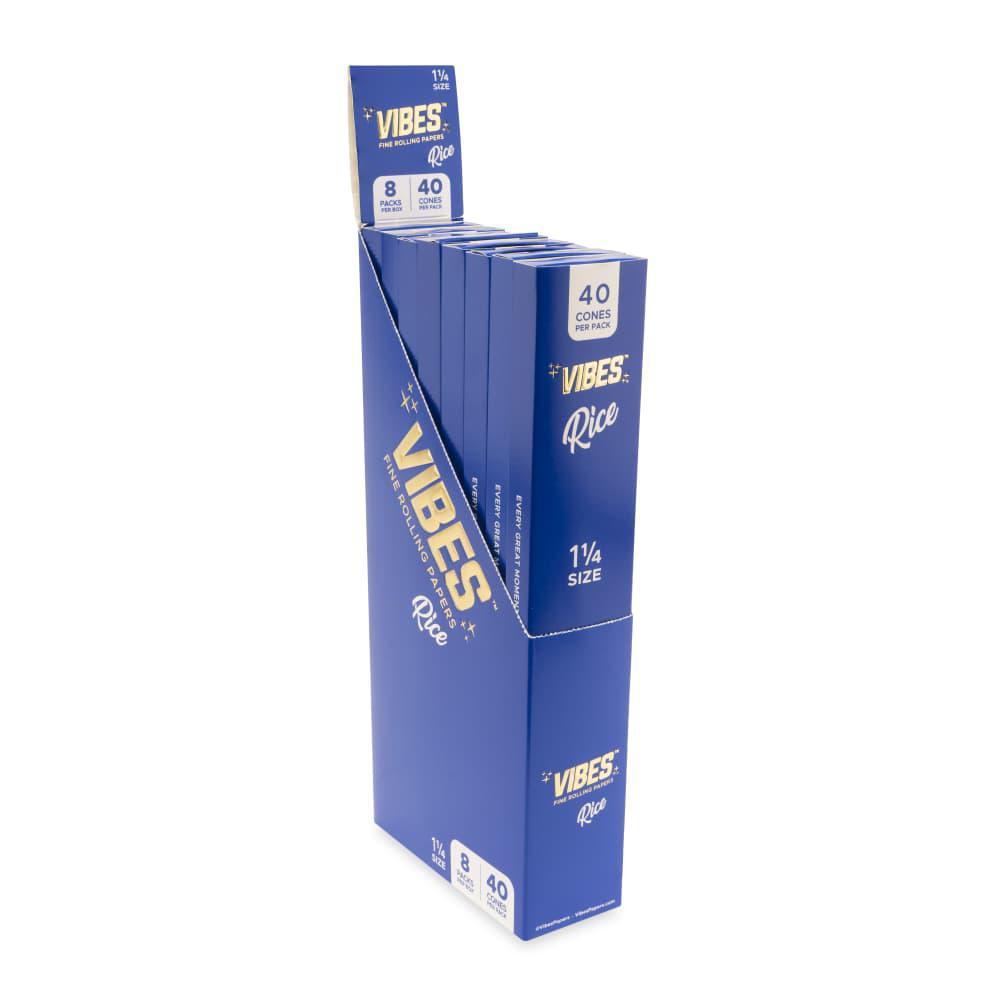 Vibes - Rice 1 1/4 Size - Cones (8 Packs x 40 Cones) - MK Distro