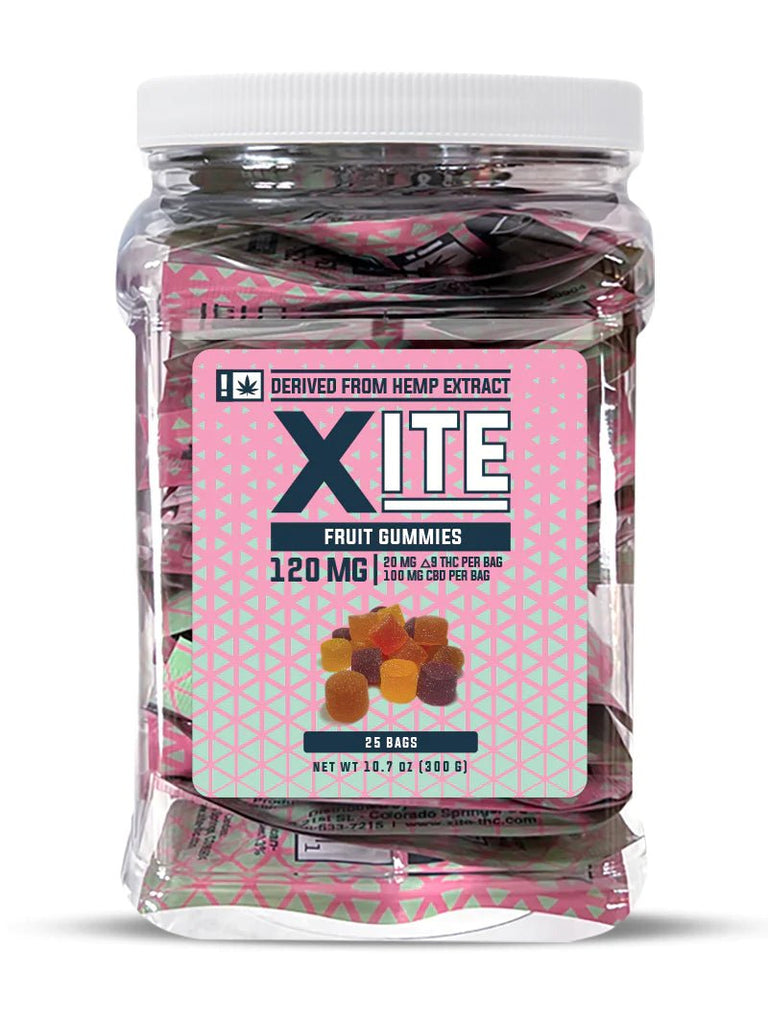 Xite - 2 Pack Fruit Gummies 3000mg (20mg D9 + 100mg CBD) - Jar of 25