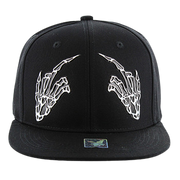 Adjustable Baseball Hat - Skeleton Middle Fingers (Solid Black) - MK Distro