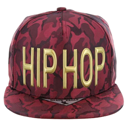 Adjustable Baseball Hat - HIP HOP (Burgundry/Camo) - MK Distro