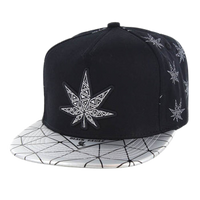 Adjustable Baseball Hat - Silver Marijuana Patch (Black/Silver) - MK Distro