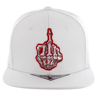 Adjustable Baseball Hat - Middle Finger (White) - MK Distro