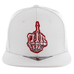 Adjustable Baseball Hat - Middle Finger (White) - MK Distro
