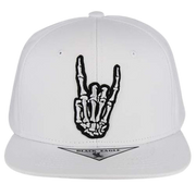 Adjustable Baseball Hat- Skeleton Rock n' Roll (White) - MK Distro