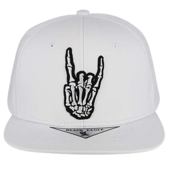 Adjustable Baseball Hat- Skeleton Rock n' Roll (White) - MK Distro