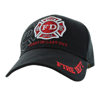 Adjustable Baseball Hat - Fire Dept (Black/Red) - MK Distro