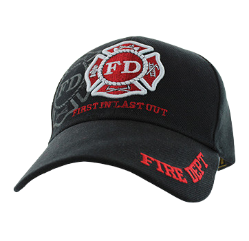 Adjustable Baseball Hat - Fire Dept (Black/Red) - MK Distro