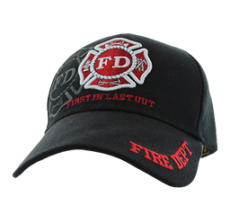 Adjustable Baseball Hat - Fire Dept (Black/Red) - MK Distro