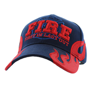 Adjustable Baseball Hat - Fire First in Last Out (Navy/Red) - MK Distro